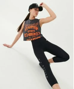 P.E NATION GAME CARD TANK IN CHARCOAL WOMEN