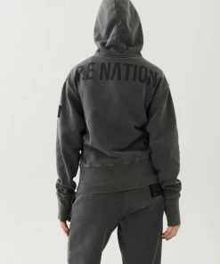 P.E NATION MID GAME HOODIE IN CHARCOAL