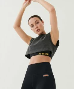 P.E NATION WOMEN SET MATCH CROPPED TANK IN CHARCOAL
