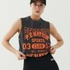 P.E NATION GAME CARD TANK IN CHARCOAL WOMEN