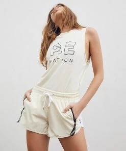 P.E NATION WOMEN DOUBLE DRIVE SHORT - ANTIQUE WHITE