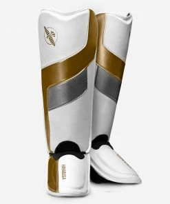 STRIKING HAYABUSA T3 FULL SHIN GUARDS - WHITE/GOLD