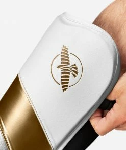 STRIKING HAYABUSA T3 FULL SHIN GUARDS - WHITE/GOLD