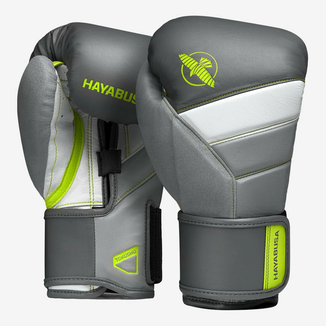 HAYABUSA T3 BOXING GLOVES - CHARCOAL/LIME