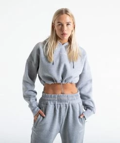Boxraw Women HOODIES & SWEATSHIRTS JOHNSON CROPPED HOODIE - GREY
