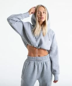Boxraw Women HOODIES & SWEATSHIRTS JOHNSON CROPPED HOODIE - GREY