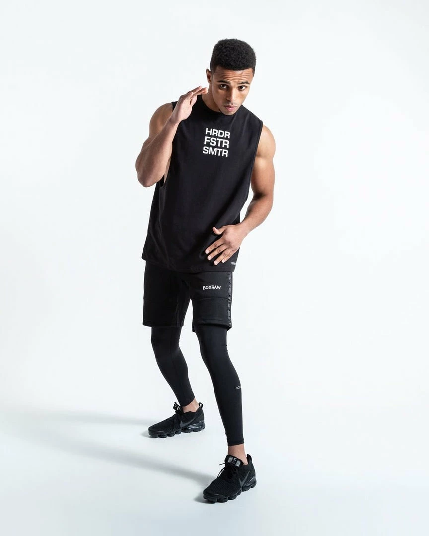 Boxraw MEN HRDR FSTR SMTR MUSCLE TANK - BLACK