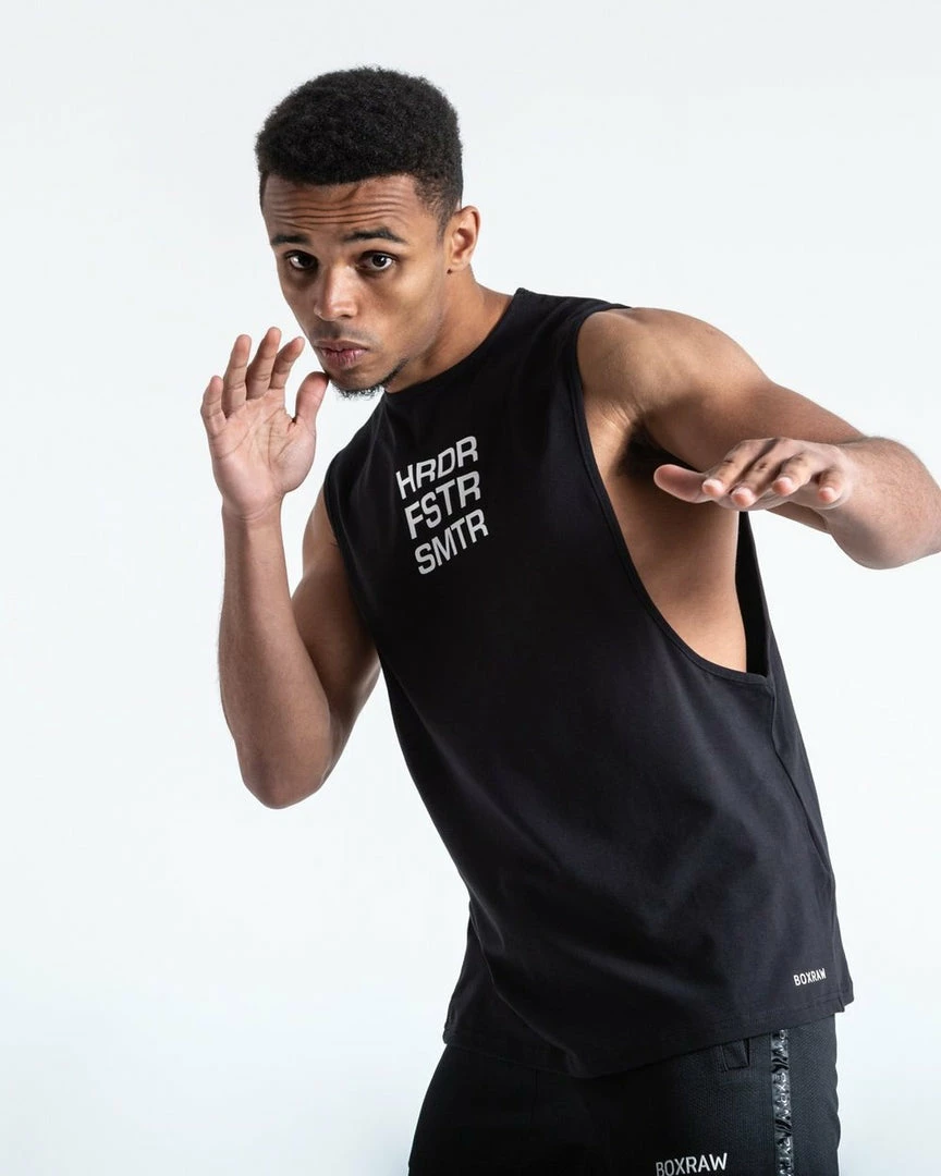 Boxraw MEN HRDR FSTR SMTR MUSCLE TANK - BLACK