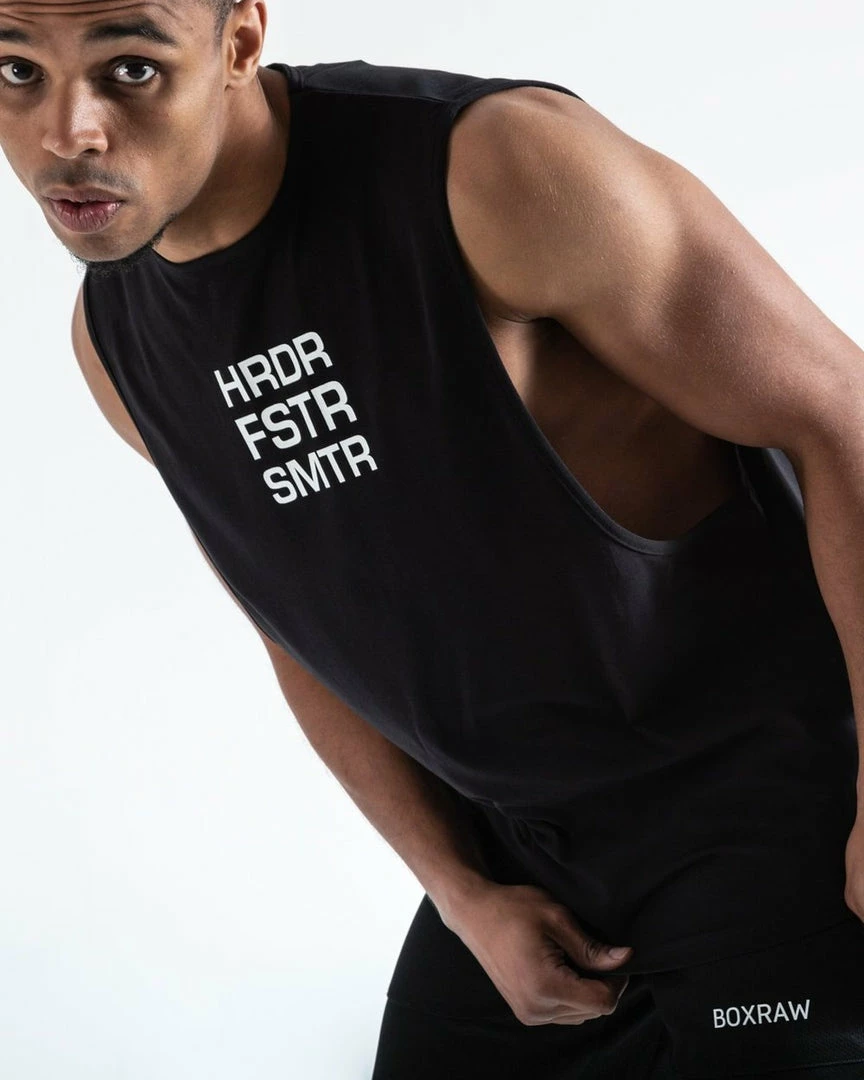 Boxraw MEN HRDR FSTR SMTR MUSCLE TANK - BLACK