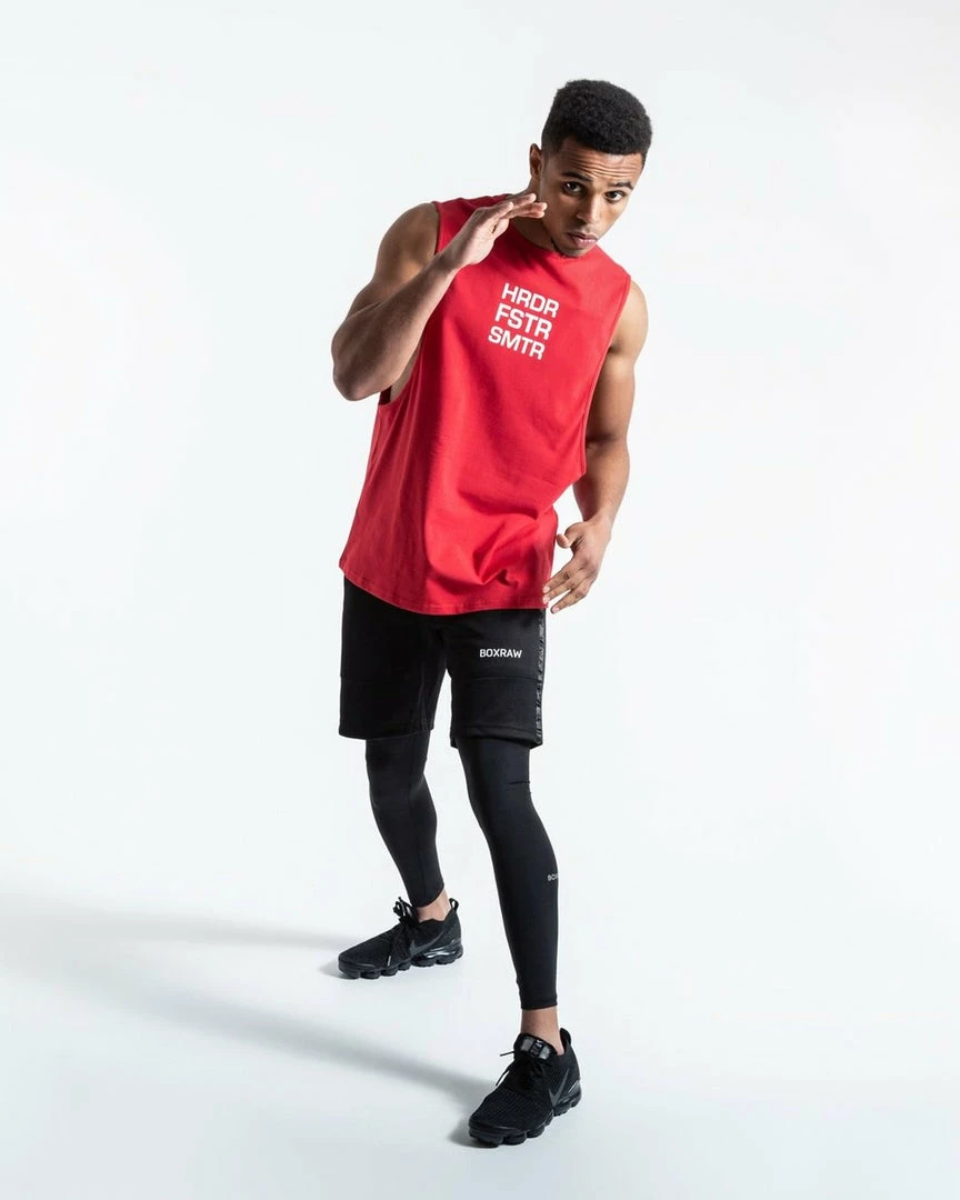 Boxraw HRDR FSTR SMTR MUSCLE TANK - RED