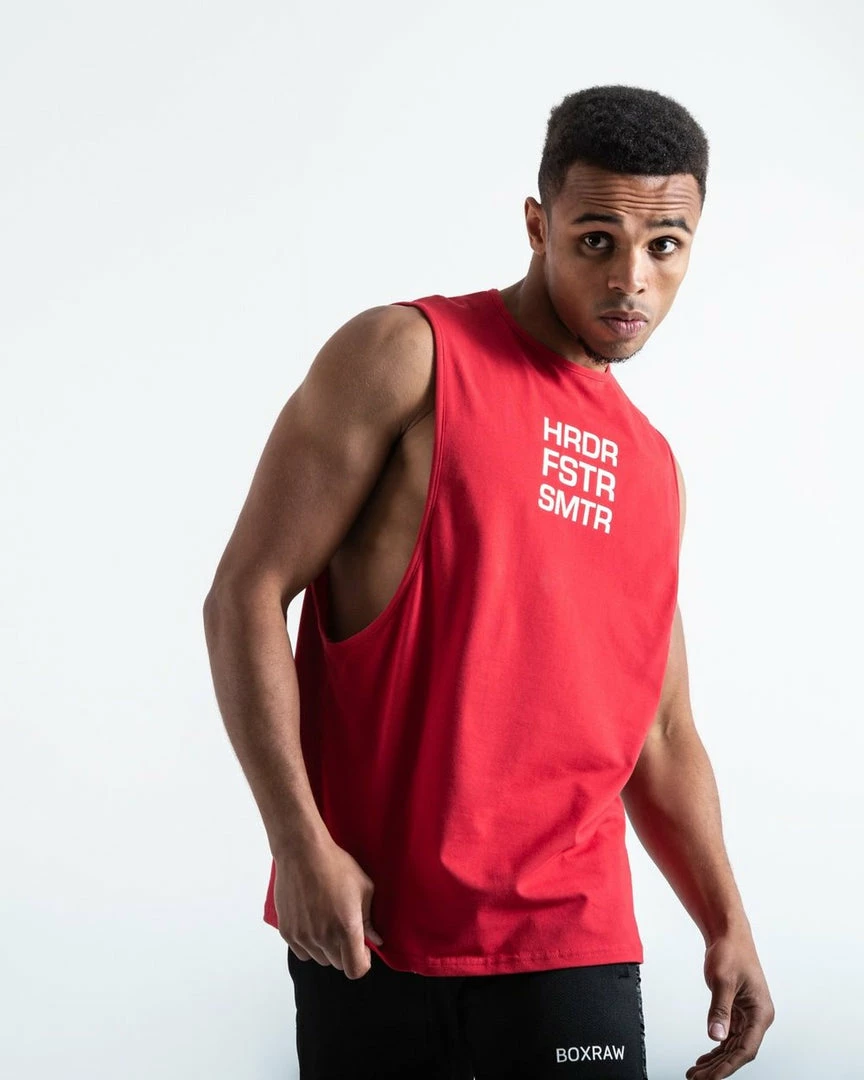 Boxraw HRDR FSTR SMTR MUSCLE TANK - RED