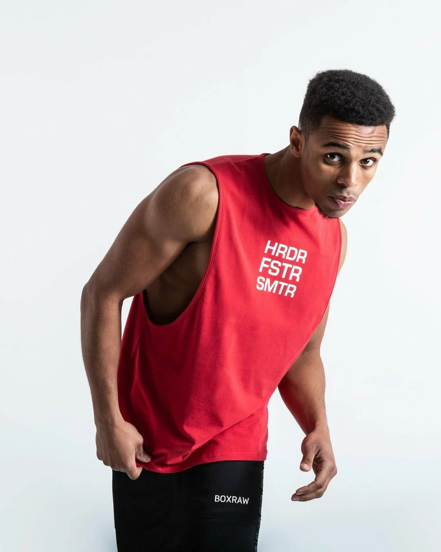 Boxraw HRDR FSTR SMTR MUSCLE TANK - RED
