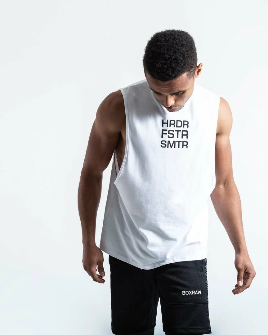 Boxraw MEN HRDR FSTR SMTR MUSCLE TANK - WHITE