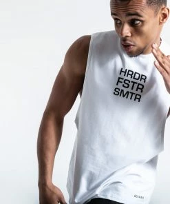 Boxraw MEN HRDR FSTR SMTR MUSCLE TANK - WHITE
