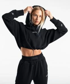 Boxraw Women HOODIES & SWEATSHIRTS JOHNSON CROPPED HOODIE - BLACK