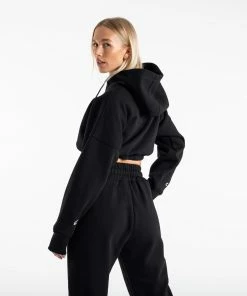 Boxraw Women HOODIES & SWEATSHIRTS JOHNSON CROPPED HOODIE - BLACK
