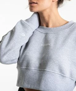 Boxraw Women JOHNSON CROPPED SWEATSHIRT - GREY HOODIES & SWEATSHIRTS