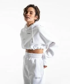 Boxraw Women JOHNSON CROPPED HOODIE - WHITE HOODIES & SWEATSHIRTS
