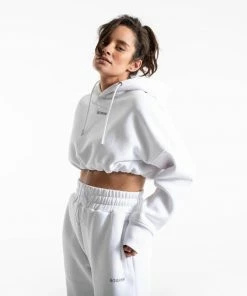 Boxraw Women JOHNSON CROPPED HOODIE - WHITE HOODIES & SWEATSHIRTS