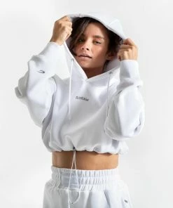 Boxraw Women JOHNSON CROPPED HOODIE - WHITE HOODIES & SWEATSHIRTS