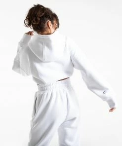 Boxraw Women JOHNSON CROPPED HOODIE - WHITE HOODIES & SWEATSHIRTS