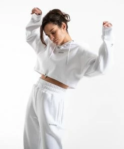 Boxraw Women JOHNSON CROPPED HOODIE - WHITE HOODIES & SWEATSHIRTS