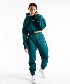 Boxraw Women JOHNSON CROPPED HOODIE - TEAL HOODIES & SWEATSHIRTS