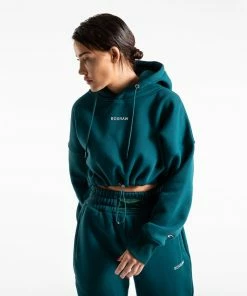 Boxraw Women JOHNSON CROPPED HOODIE - TEAL HOODIES & SWEATSHIRTS