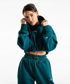 Boxraw Women JOHNSON CROPPED HOODIE - TEAL HOODIES & SWEATSHIRTS