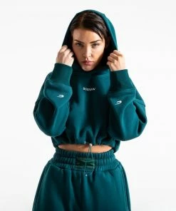 Boxraw Women JOHNSON CROPPED HOODIE - TEAL HOODIES & SWEATSHIRTS