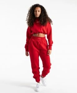 Boxraw Women JOHNSON CROPPED HOODIE - RED HOODIES & SWEATSHIRTS