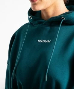 Boxraw Women JOHNSON CROPPED HOODIE - TEAL HOODIES & SWEATSHIRTS
