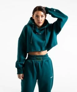 Boxraw Women JOHNSON CROPPED HOODIE - TEAL HOODIES & SWEATSHIRTS
