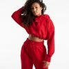 Boxraw Women JOHNSON CROPPED HOODIE - RED HOODIES & SWEATSHIRTS