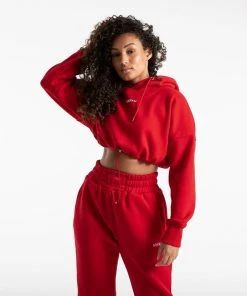 Boxraw Women JOHNSON CROPPED HOODIE - RED HOODIES & SWEATSHIRTS