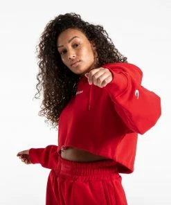Boxraw Women JOHNSON CROPPED HOODIE - RED HOODIES & SWEATSHIRTS