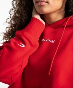 Boxraw Women JOHNSON CROPPED HOODIE - RED HOODIES & SWEATSHIRTS