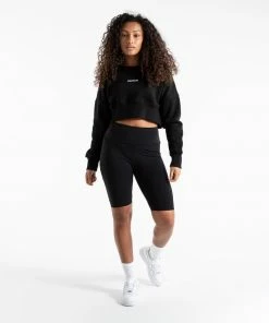 Boxraw Women HOODIES & SWEATSHIRTS JOHNSON CROPPED SWEATSHIRT - BLACK