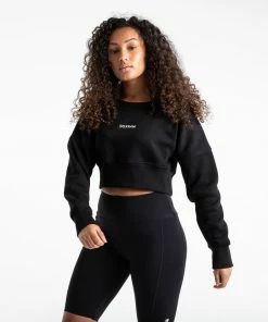 Boxraw Women HOODIES & SWEATSHIRTS JOHNSON CROPPED SWEATSHIRT - BLACK