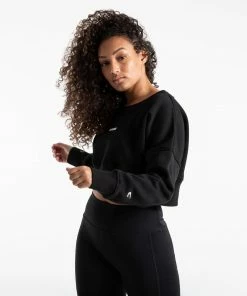 Boxraw Women HOODIES & SWEATSHIRTS JOHNSON CROPPED SWEATSHIRT - BLACK