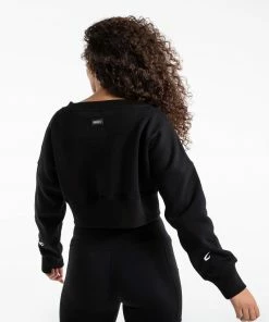 Boxraw Women HOODIES & SWEATSHIRTS JOHNSON CROPPED SWEATSHIRT - BLACK