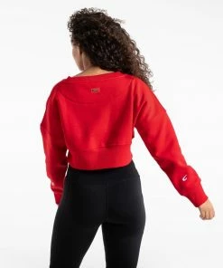 Boxraw Women JOHNSON CROPPED SWEATSHIRT - RED HOODIES & SWEATSHIRTS