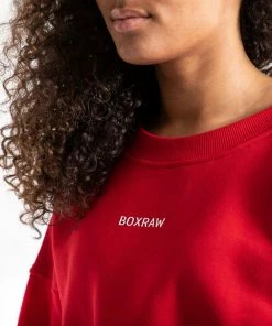 Boxraw Women JOHNSON CROPPED SWEATSHIRT - RED HOODIES & SWEATSHIRTS