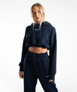 Boxraw Women JOHNSON CROPPED HOODIE - NAVY