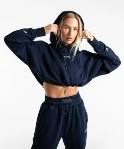 Boxraw Women JOHNSON CROPPED HOODIE - NAVY