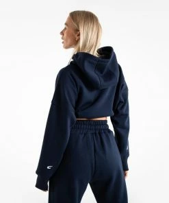 Boxraw Women JOHNSON CROPPED HOODIE - NAVY