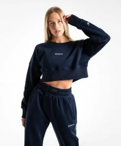 Boxraw Women JOHNSON CROPPED SWEATSHIRT - NAVY HOODIES & SWEATSHIRTS
