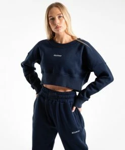 Boxraw Women JOHNSON CROPPED SWEATSHIRT - NAVY HOODIES & SWEATSHIRTS