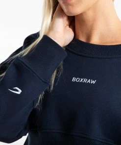 Boxraw Women JOHNSON CROPPED SWEATSHIRT - NAVY HOODIES & SWEATSHIRTS
