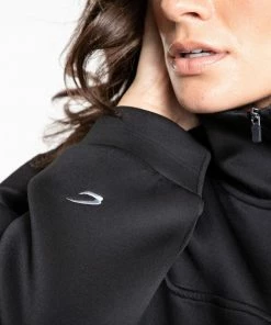 Boxraw Women HOODIES & SWEATSHIRTS DEL VALLE 1/2 ZIP NEOPRENE TOP - BLACK